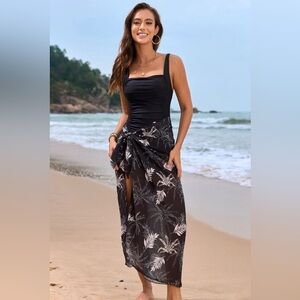 Classic Black One-Piece Swimsuit with Square Neckline